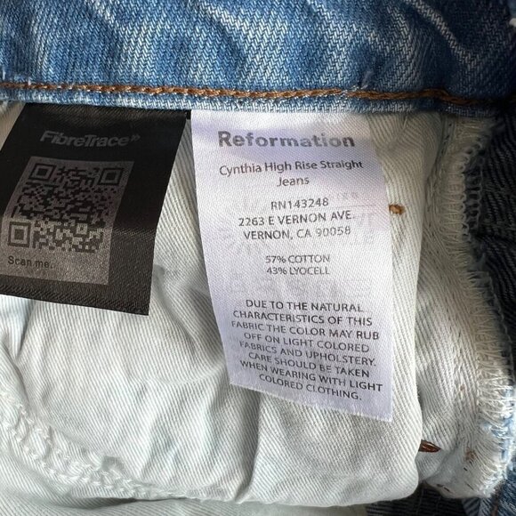 Reformation Cynthia Highrise straight long jeans, Medium wash, Size 31 N49 - Picture 9 of 10